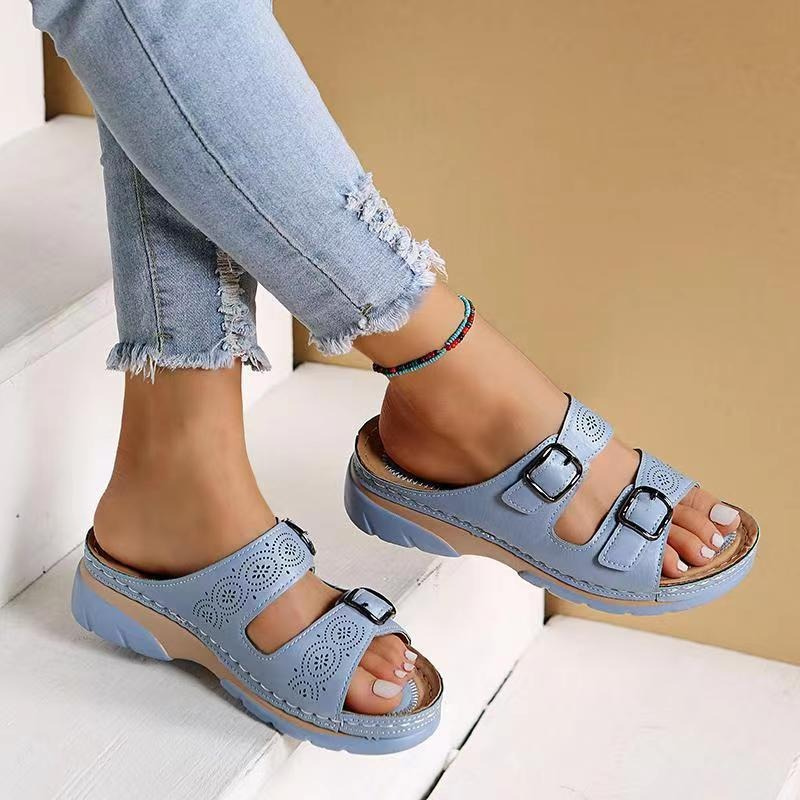 Leonora | Orthopedic Sandals with Double Buckle Straps and Open Toe