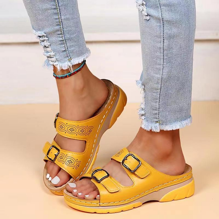 Leonora | Orthopedic Sandals with Double Buckle Straps and Open Toe