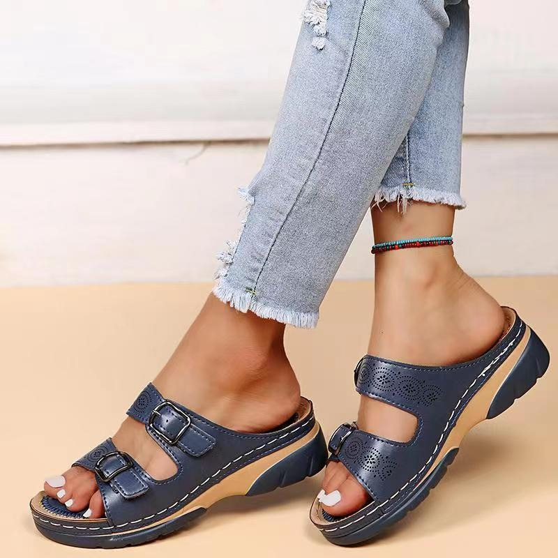 Leonora | Orthopedic Sandals with Double Buckle Straps and Open Toe