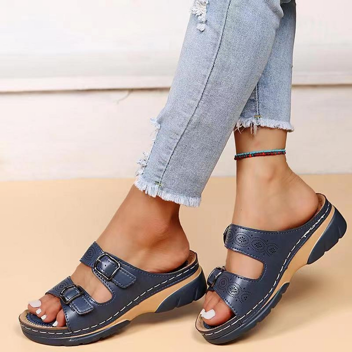 Leonora | Orthopedic Sandals with Double Buckle Straps and Open Toe
