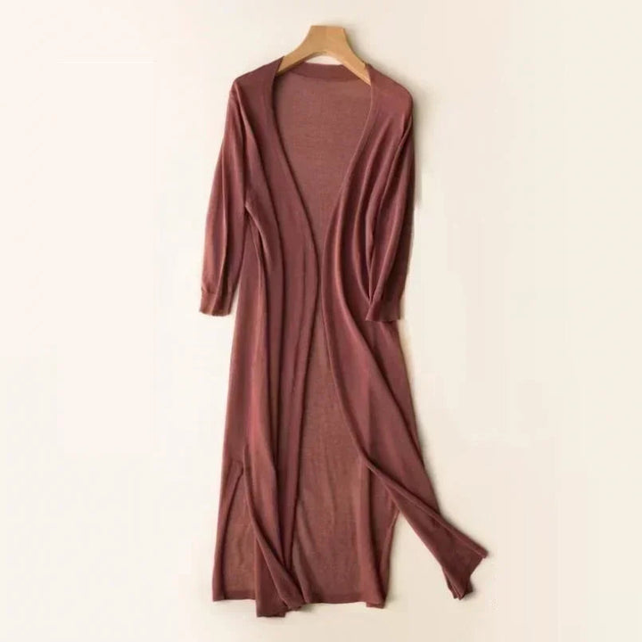 Lisa | Long Cardigan with Open Front and Side Slits