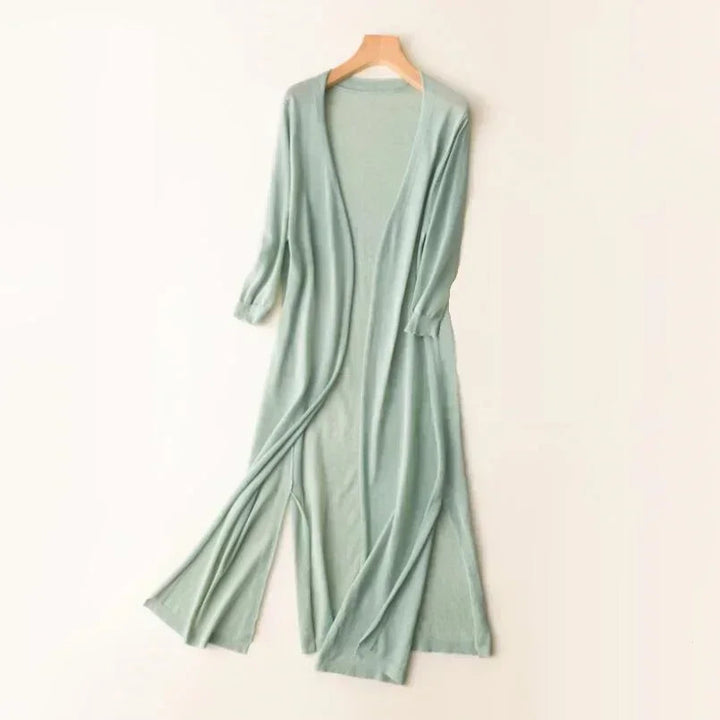 Lisa | Long Cardigan with Open Front and Side Slits