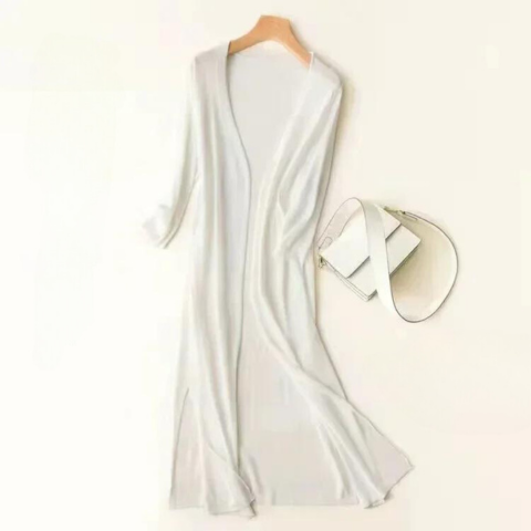 Lisa | Long Cardigan with Open Front and Side Slits
