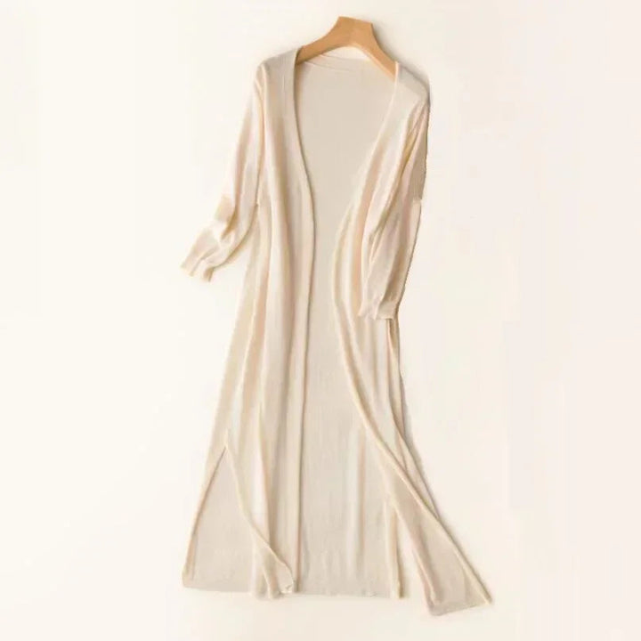 Lisa | Long Cardigan with Open Front and Side Slits