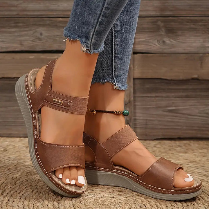 Loretta | Platform Sandals with Hook and Loop Strap