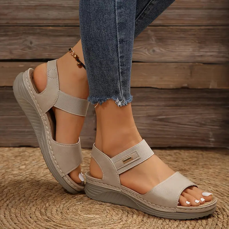 Loretta | Platform Sandals with Hook and Loop Strap