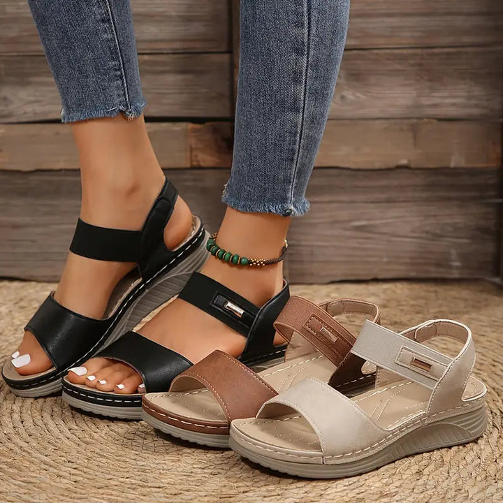 Loretta | Platform Sandals with Hook and Loop Strap
