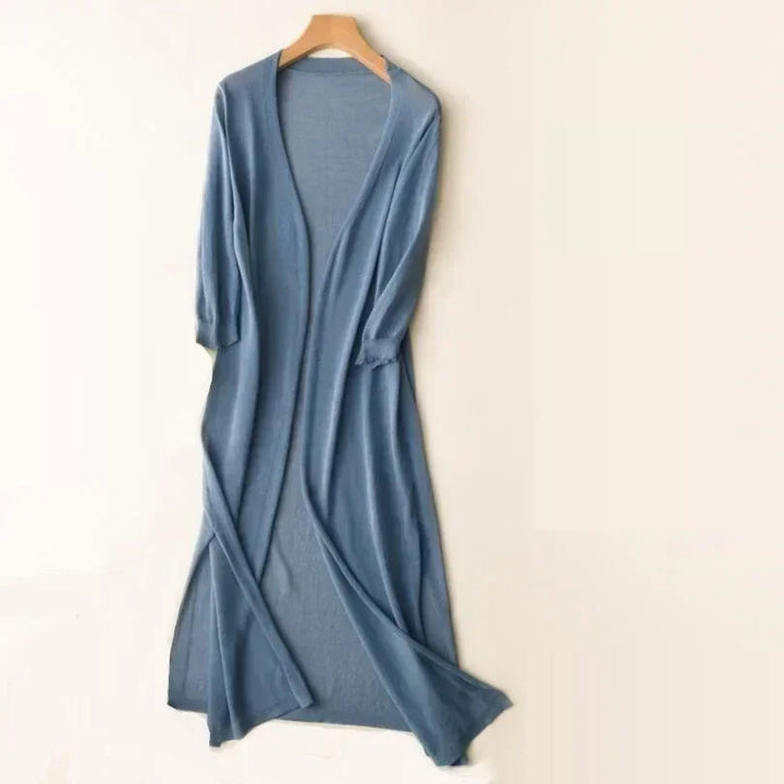 Lorraine | Long Cardigan with Open Front and Side Slits