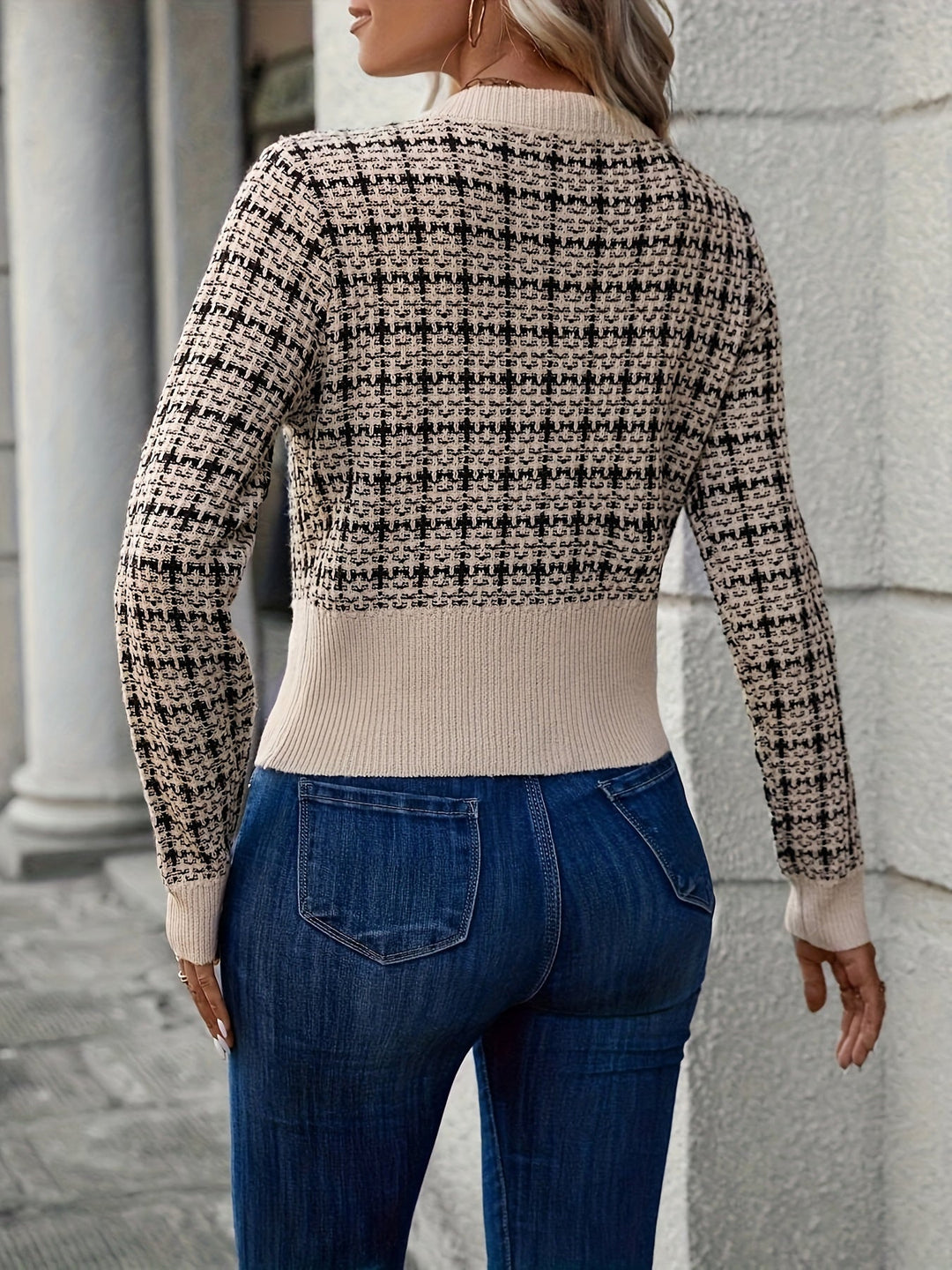 Lucille | Button Front Cardigan with Textured Knit and Ribbed Trim