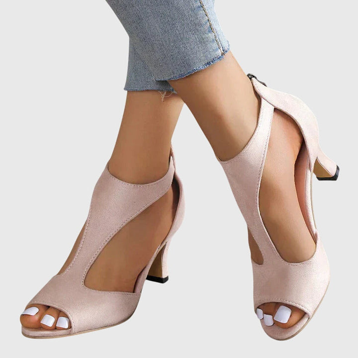 Lydia | Orthopedic Heeled Sandals with Peep Toe and Cut-out Detail
