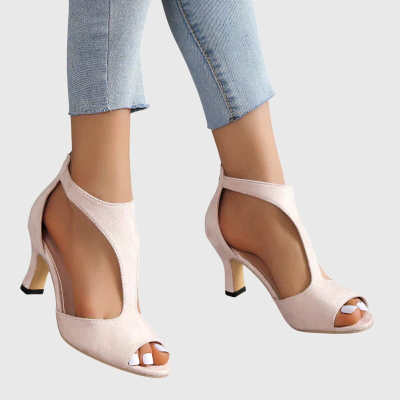 Lydia | Orthopedic Heeled Sandals with Peep Toe and Cut-out Detail