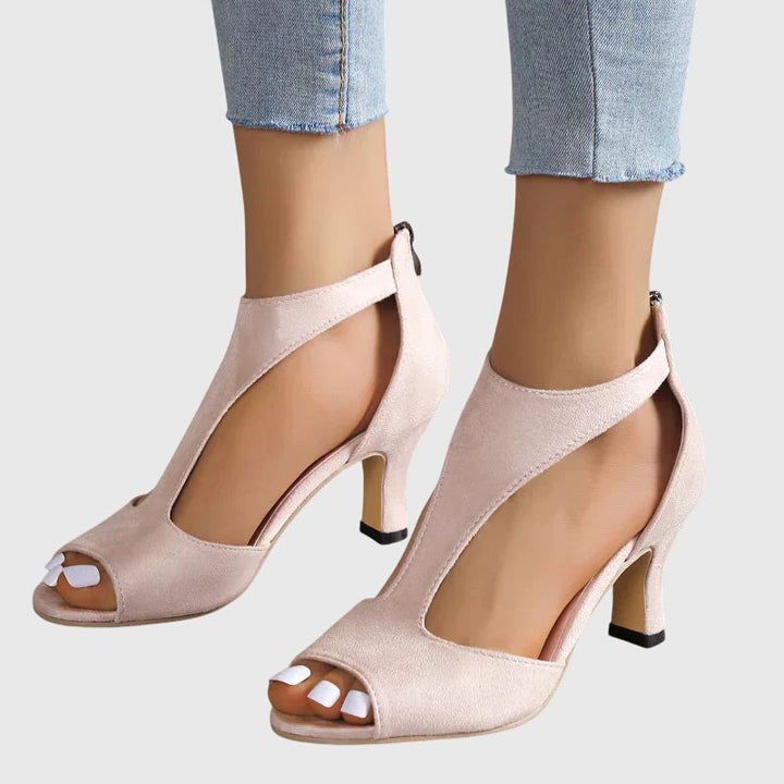 Lydia | Orthopedic Heeled Sandals with Peep Toe and Cut-out Detail