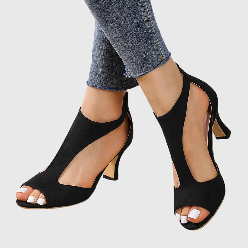 Lydia | Orthopedic Heeled Sandals with Peep Toe and Cut-out Detail