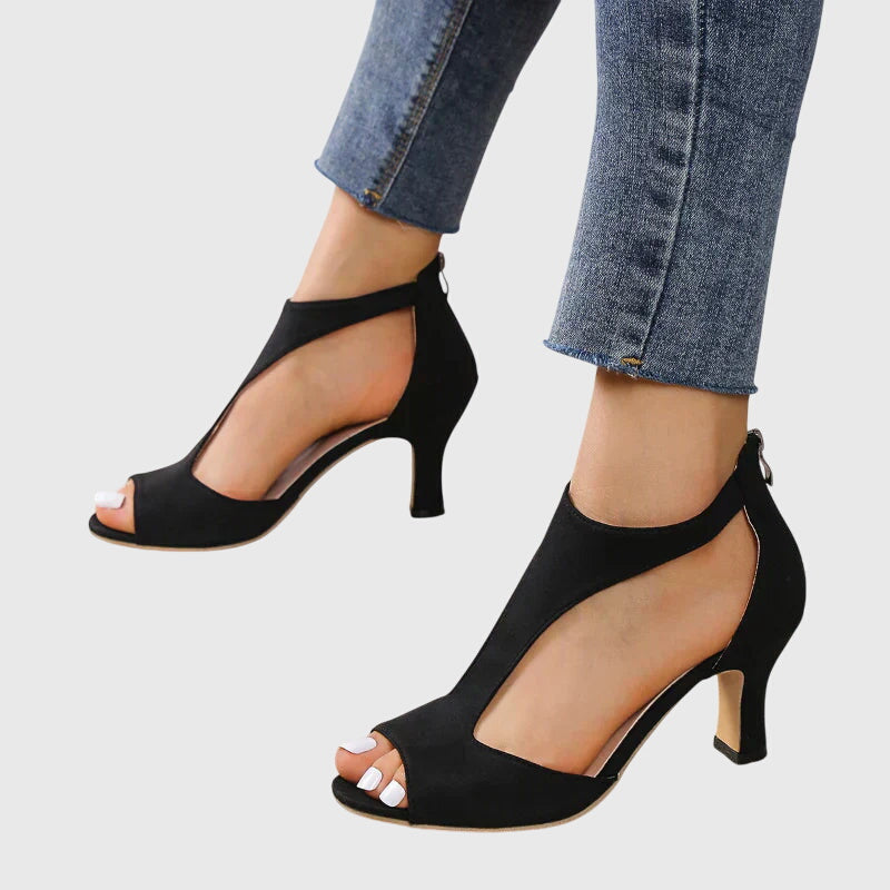 Lydia | Orthopedic Heeled Sandals with Peep Toe and Cut-out Detail