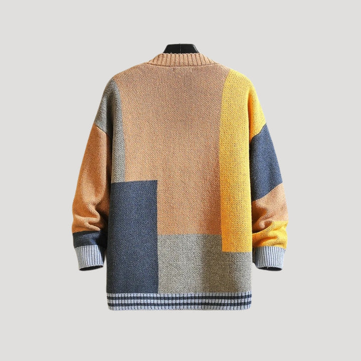 Margaux | Colorblock Button Cardigan with V Neck and Long Sleeves