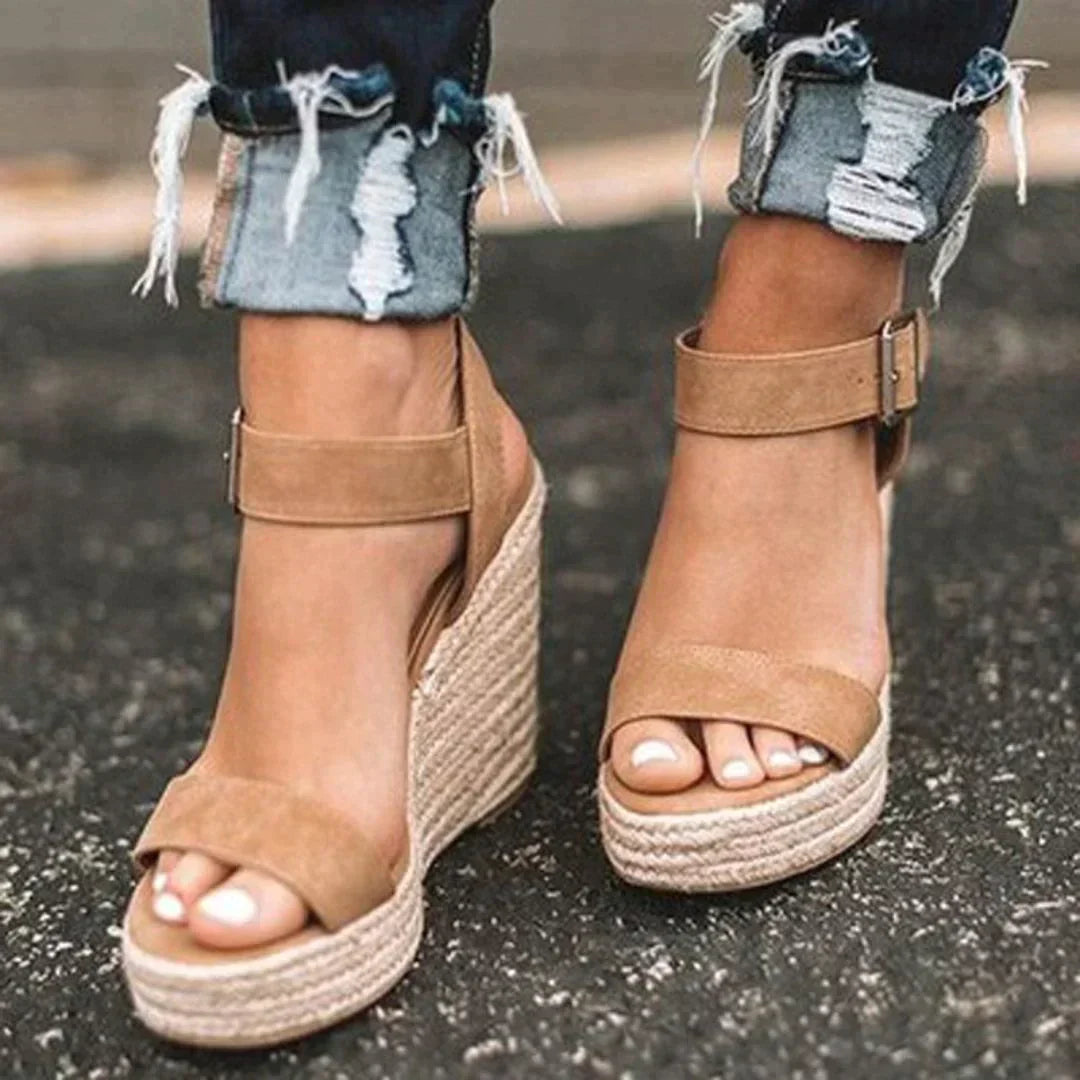 Marilyn | Espadrille Wedge Sandals with Buckle Ankle Strap