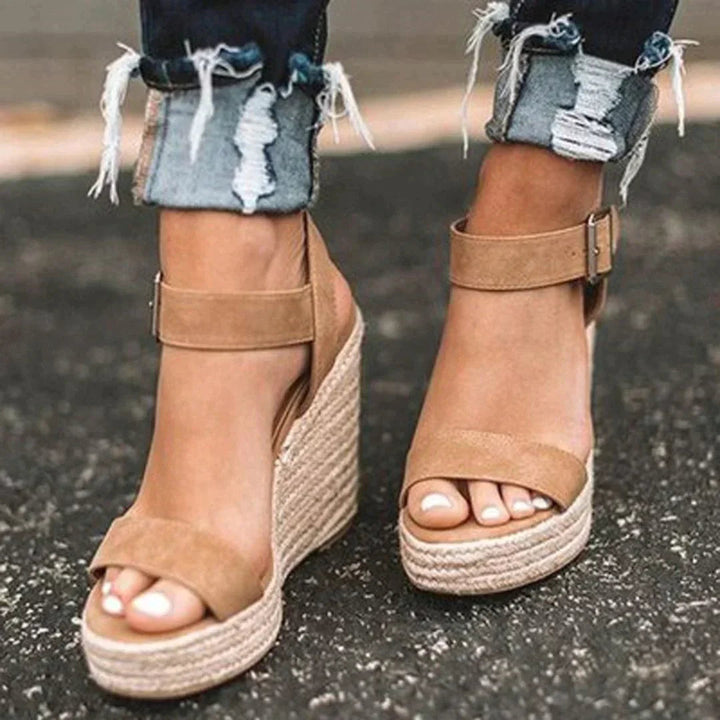 Marilyn | Espadrille Wedge Sandals with Buckle Ankle Strap