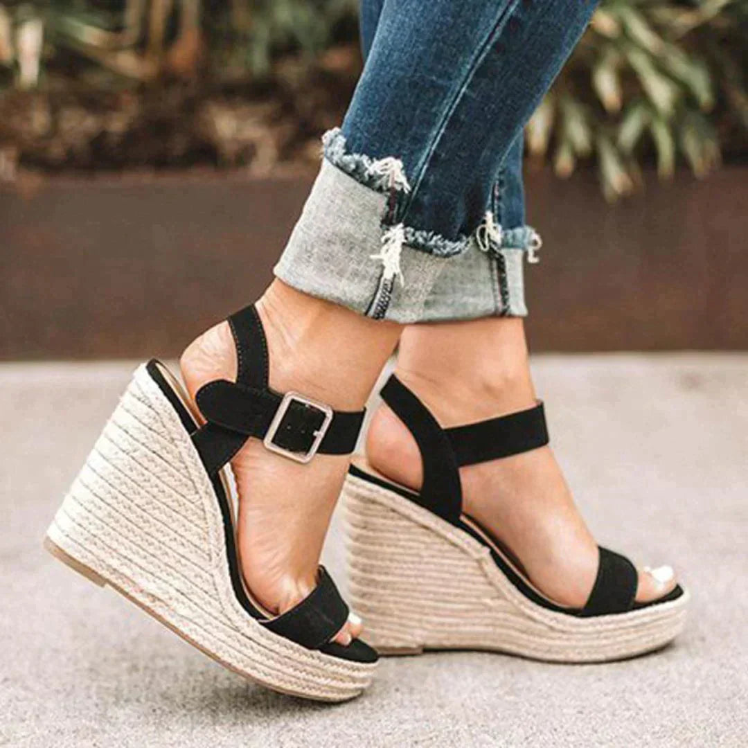 Marilyn | Espadrille Wedge Sandals with Buckle Ankle Strap