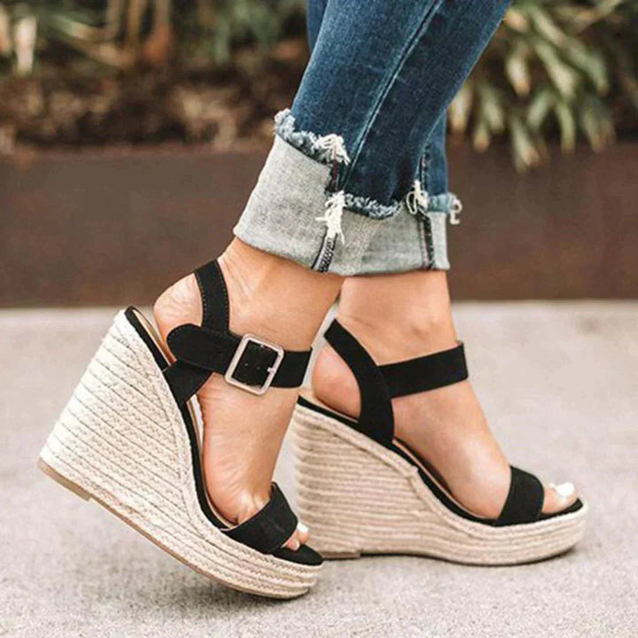 Marilyn | Espadrille Wedge Sandals with Buckle Ankle Strap