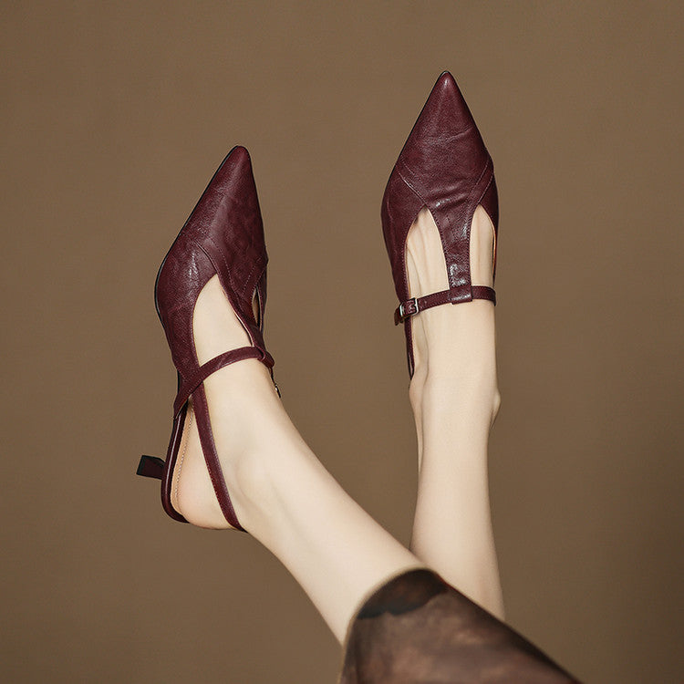 Marlene | Slingback Heels with Pointed Toe and T-Strap
