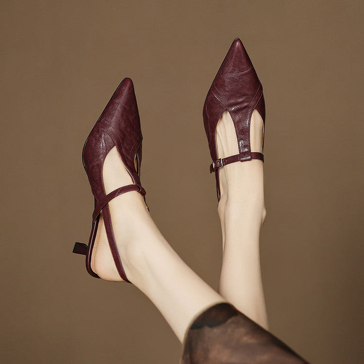 Marlene | Slingback Heels with Pointed Toe and T-Strap