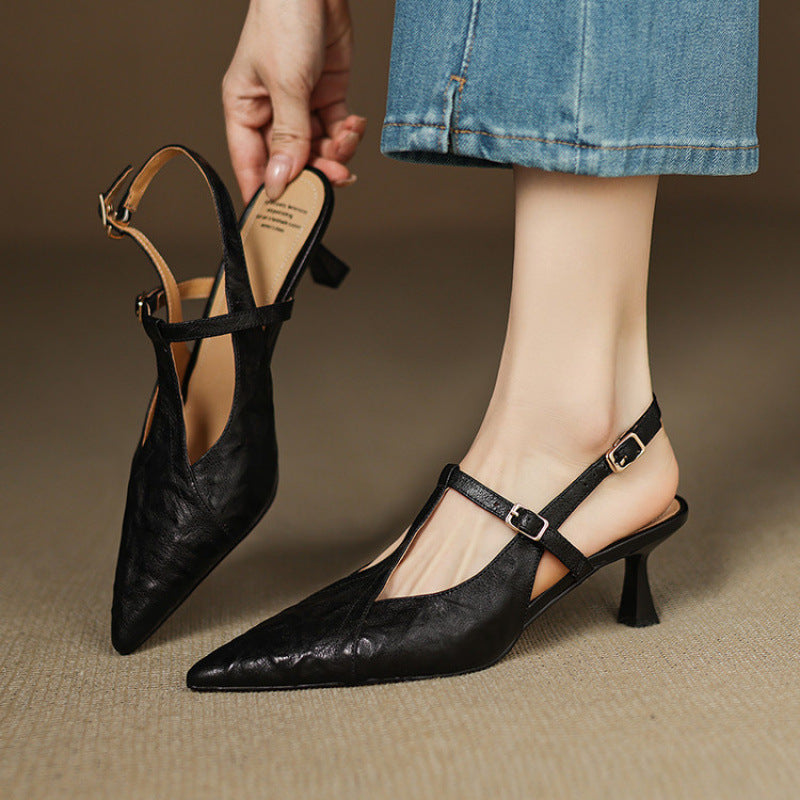 Marlene | Slingback Heels with Pointed Toe and T-Strap