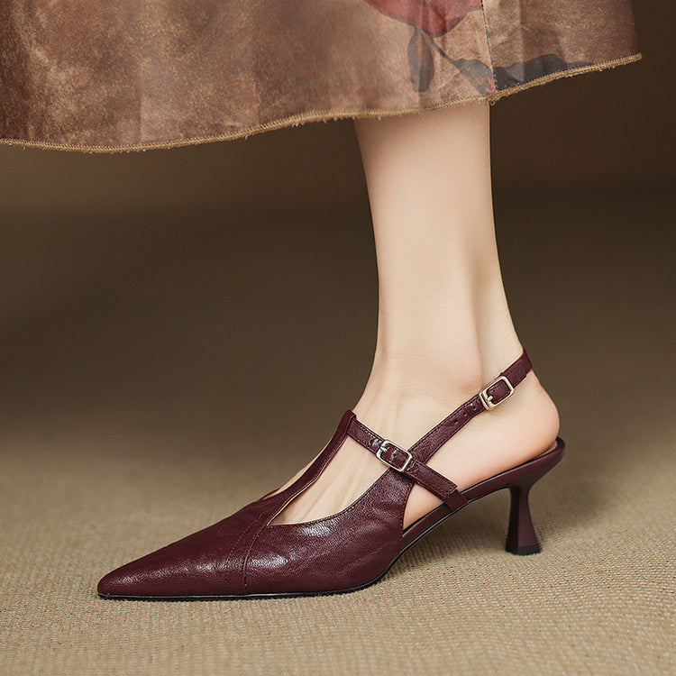 Marlene | Slingback Heels with Pointed Toe and T-Strap