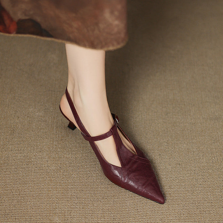 Marlene | Slingback Heels with Pointed Toe and T-Strap
