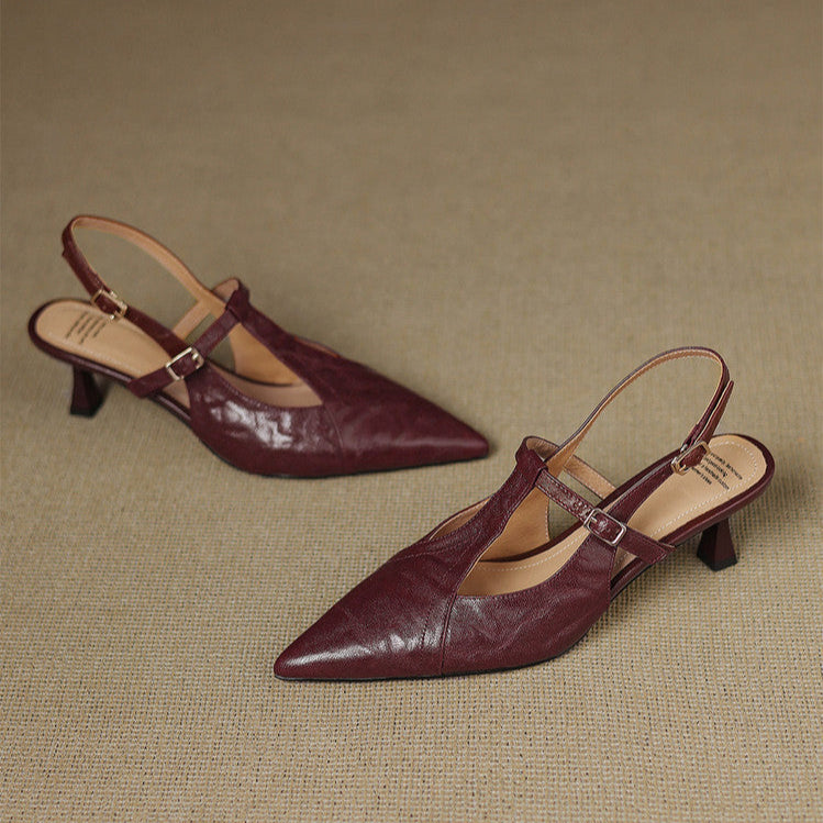 Marlene | Slingback Heels with Pointed Toe and T-Strap