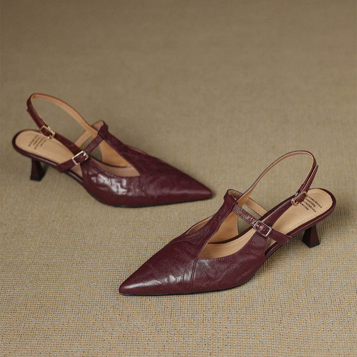 Marlene | Slingback Heels with Pointed Toe and T-Strap
