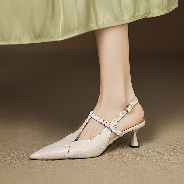 Marlene | Slingback Heels with Pointed Toe and T-Strap