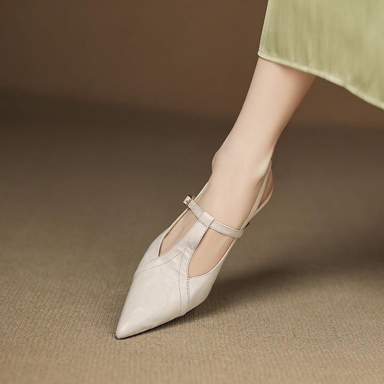 Marlene | Slingback Heels with Pointed Toe and T-Strap