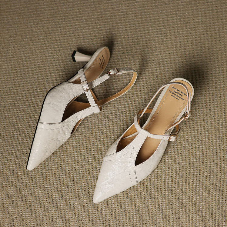 Marlene | Slingback Heels with Pointed Toe and T-Strap