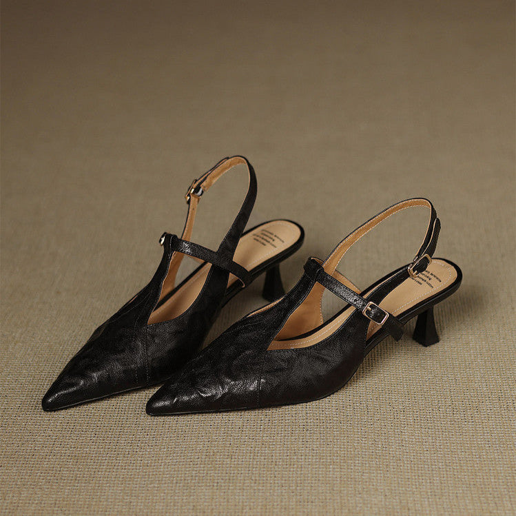 Marlene | Slingback Heels with Pointed Toe and T-Strap