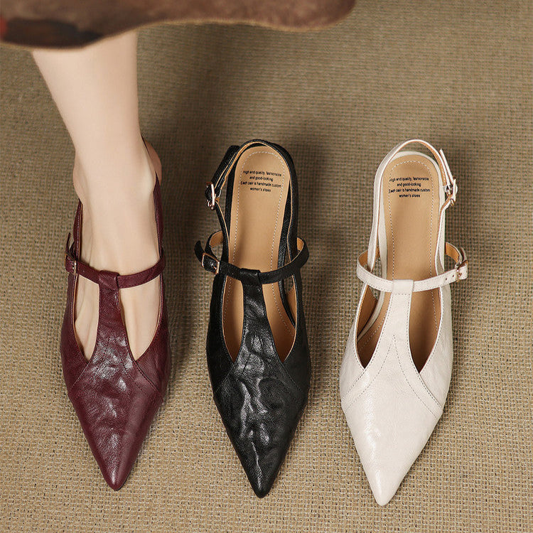 Marlene | Slingback Heels with Pointed Toe and T-Strap