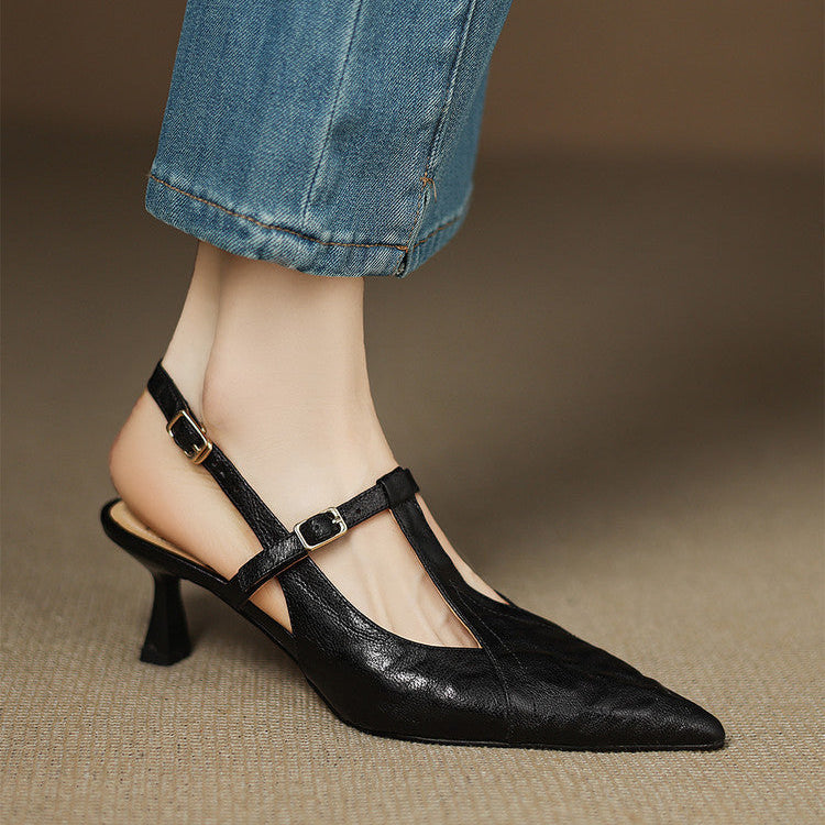 Marlene | Slingback Heels with Pointed Toe and T-Strap