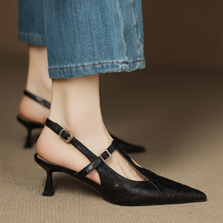 Marlene | Slingback Heels with Pointed Toe and T-Strap