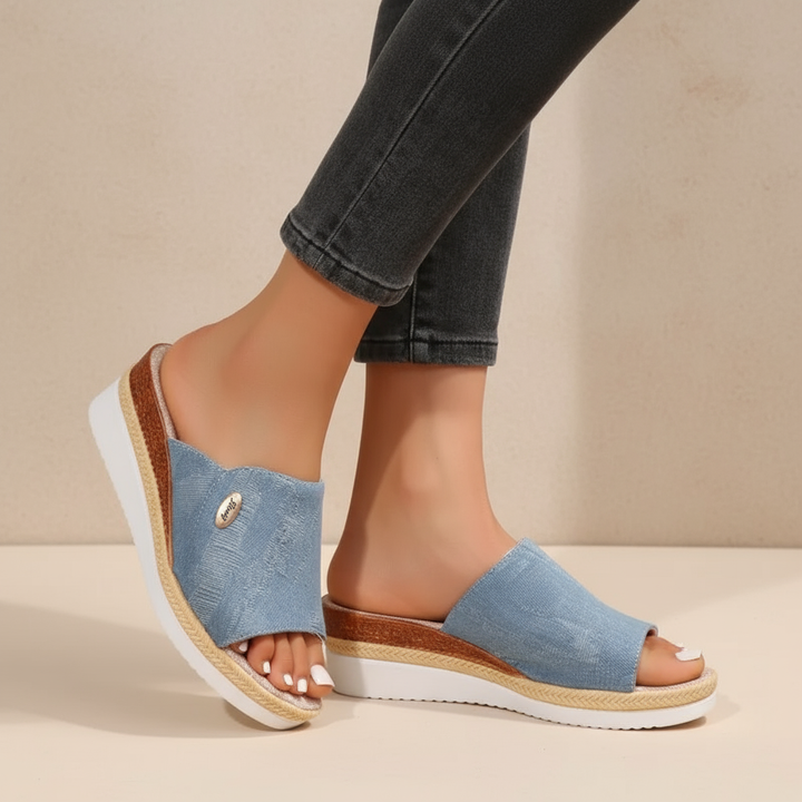 Martha | Wedge Platform Sandals with Open Toe and Slide Style