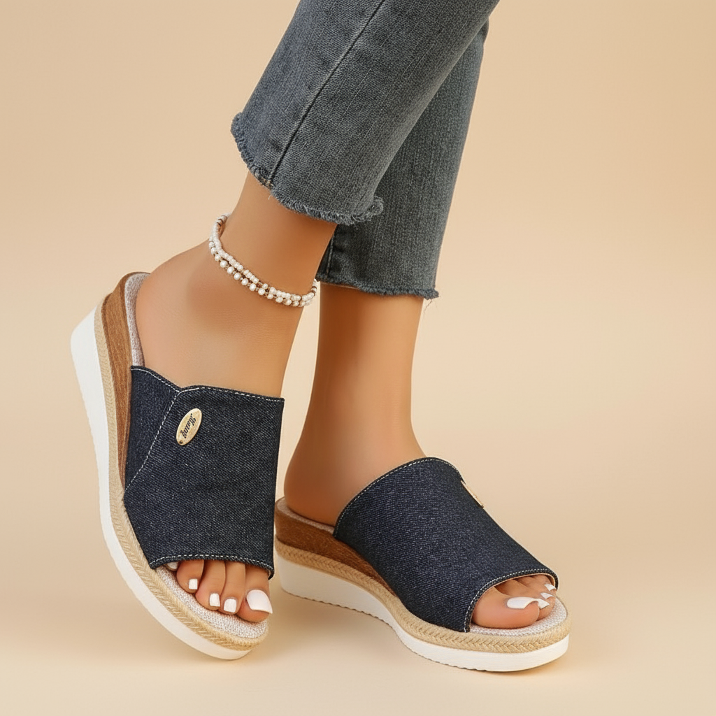 Martha | Wedge Platform Sandals with Open Toe and Slide Style