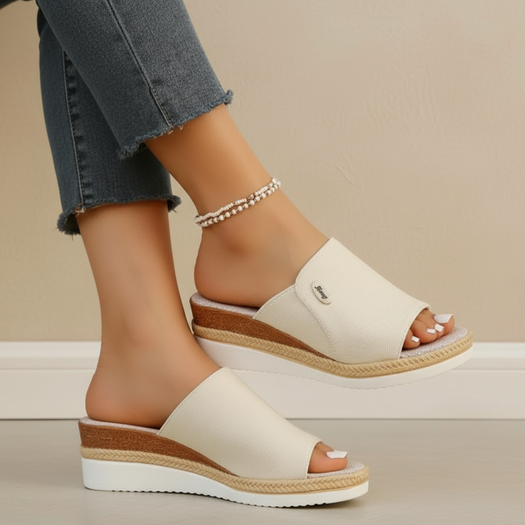 Martha | Wedge Platform Sandals with Open Toe and Slide Style