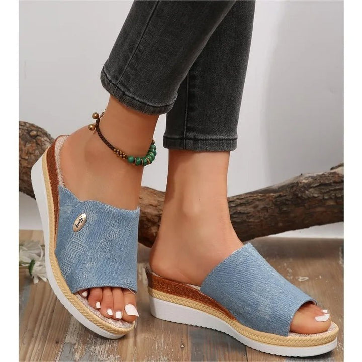 Martha | Wedge Platform Sandals with Open Toe and Slide Style
