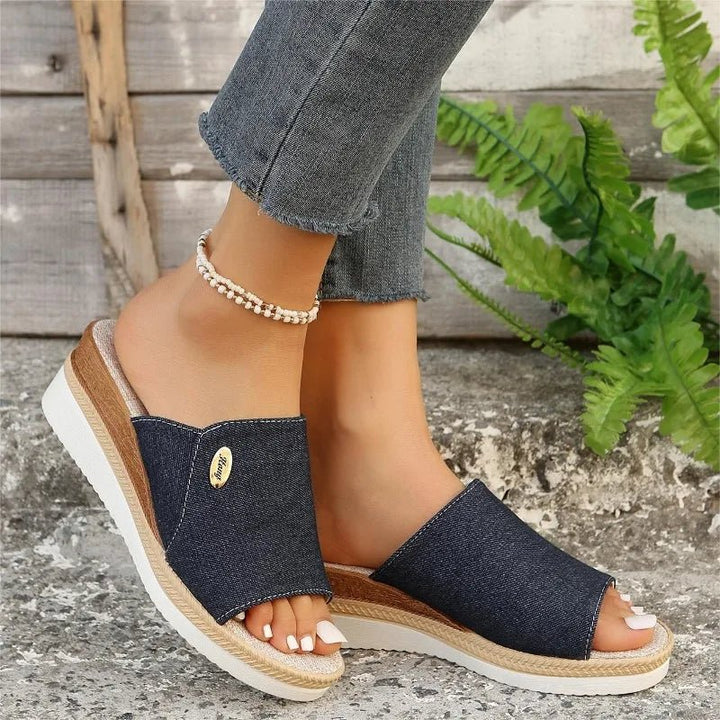 Martha | Wedge Platform Sandals with Open Toe and Slide Style