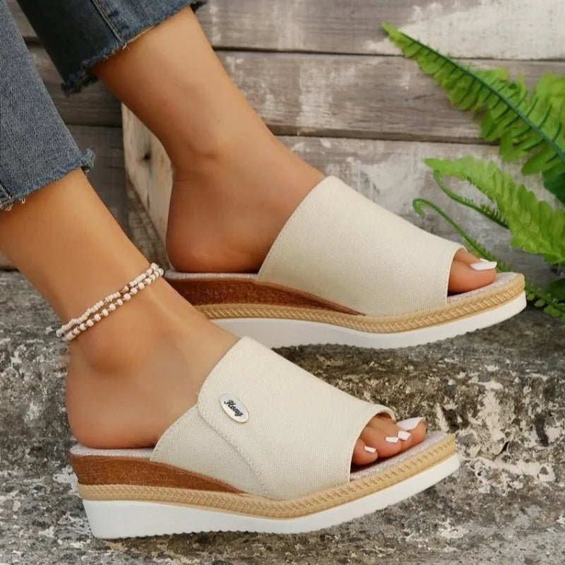 Martha | Wedge Platform Sandals with Open Toe and Slide Style