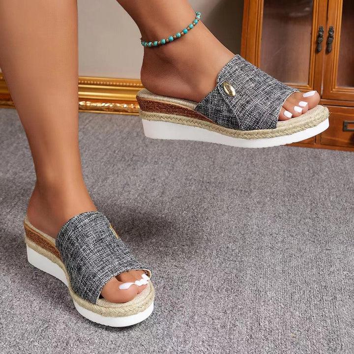 Martha | Wedge Platform Sandals with Open Toe and Slide Style