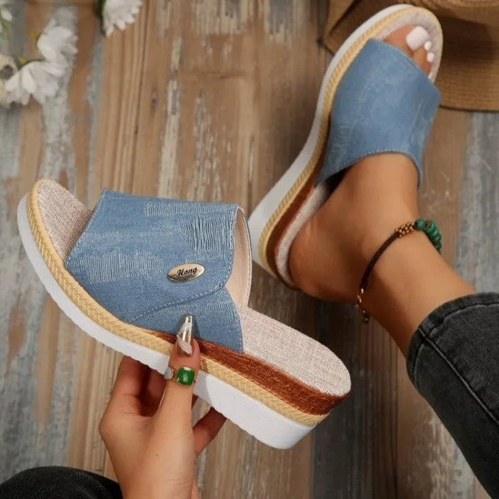 Martha | Wedge Platform Sandals with Open Toe and Slide Style
