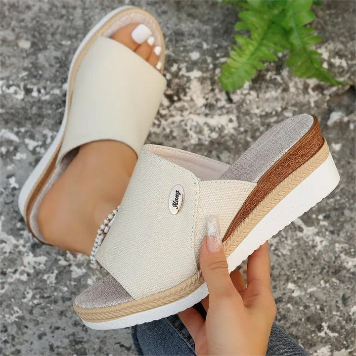 Martha | Wedge Platform Sandals with Open Toe and Slide Style