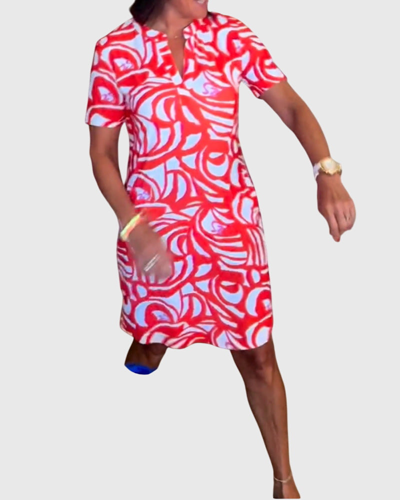 Megan | Mini Dress with V Neck and Short Sleeves