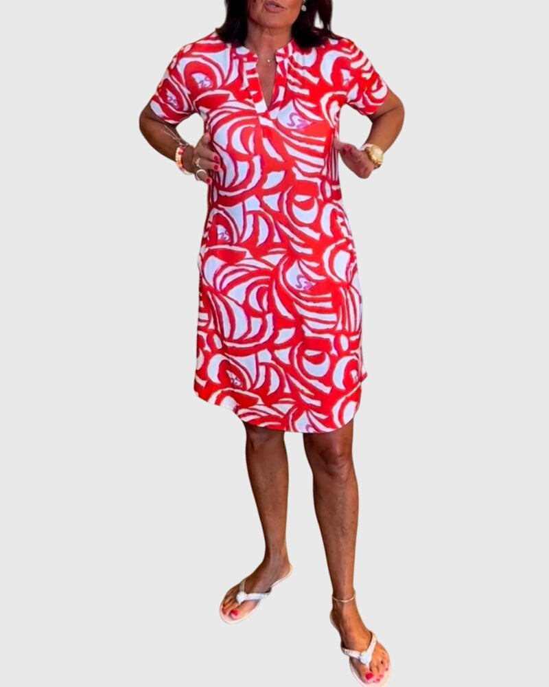 Megan | Mini Dress with V Neck and Short Sleeves