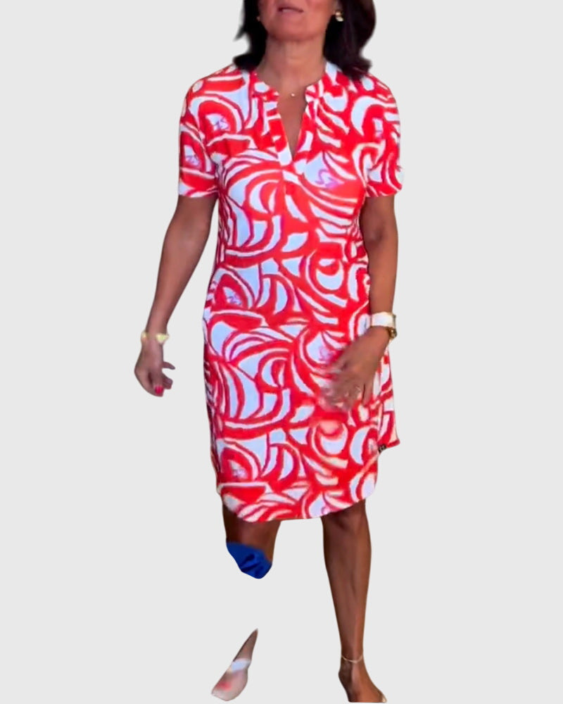 Megan | Mini Dress with V Neck and Short Sleeves