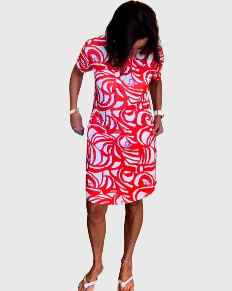 Megan | Mini Dress with V Neck and Short Sleeves